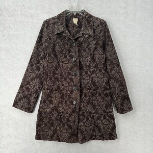 J. Jill Velvet Corduroy Jacket Womens Brown Floral Damask Shacket